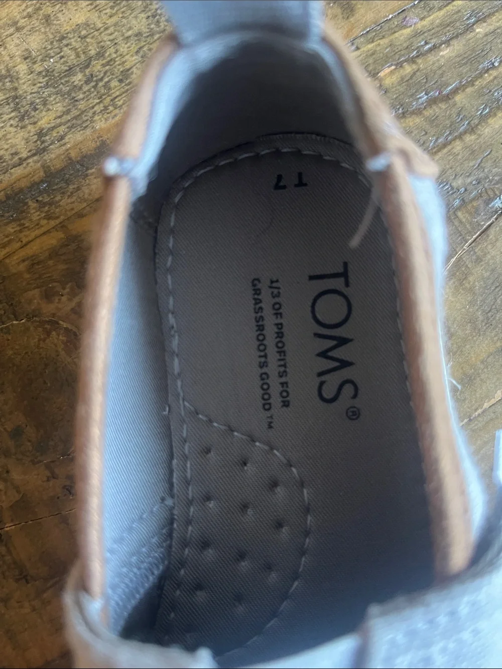 Toms Kids Light Gray Canvas Slip-On Sneakers with Hook & Loop Strap